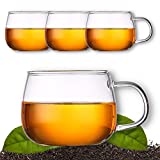 Binego Set de 4 tazas de café de cristal transparente [300 ml]